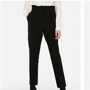 Black wife leg, high waisted, ruffle dress pants.